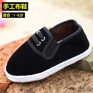 9岁 男童千层底软底女室内防滑一脚蹬5透气3 春秋季 儿童单手工布鞋