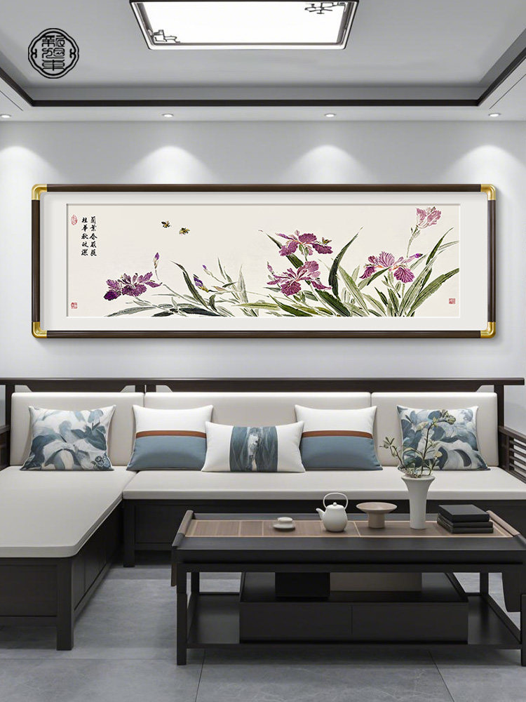 花鸟图挂画新中式客厅沙发背景墙装饰画寓意好兰花图卧室床头壁画