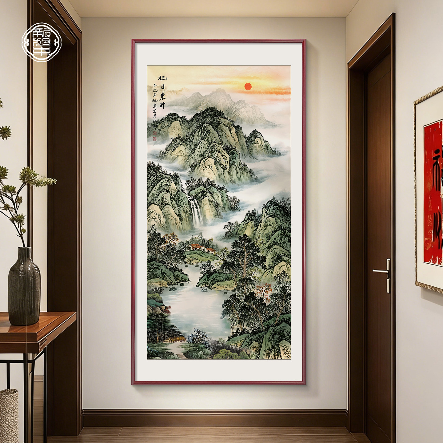 寓意好的玄关进门山水画图片
