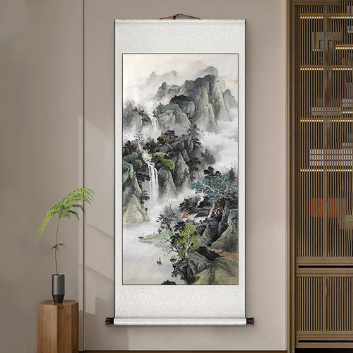 流水生财玄关装饰画客厅餐