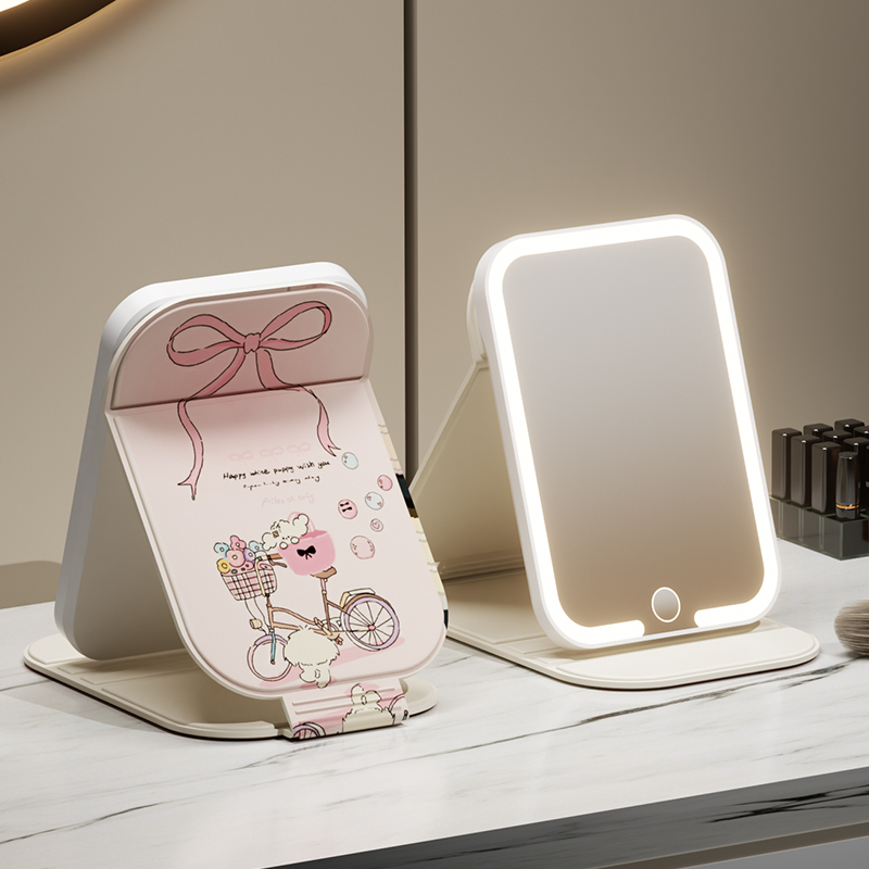 新款带led灯便携可折叠随身智能高清镜高级随身家用学生化妆镜子