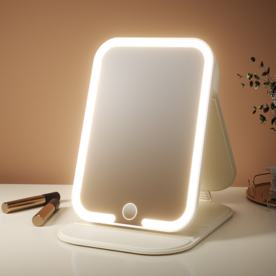 便携LED化妆镜带灯补光镜梳妆充电镜子随身迷你可折叠ins宿舍镜子
