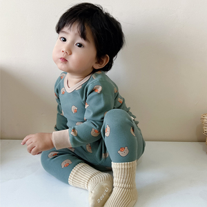 宝宝高腰秋衣秋裤套装婴儿纯棉内衣套装护肚子儿童男宝女宝睡衣