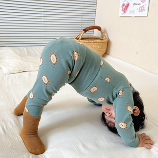 宝宝秋衣套装婴儿纯棉内衣高腰秋裤护肚子儿童早秋女宝睡衣秋冬季