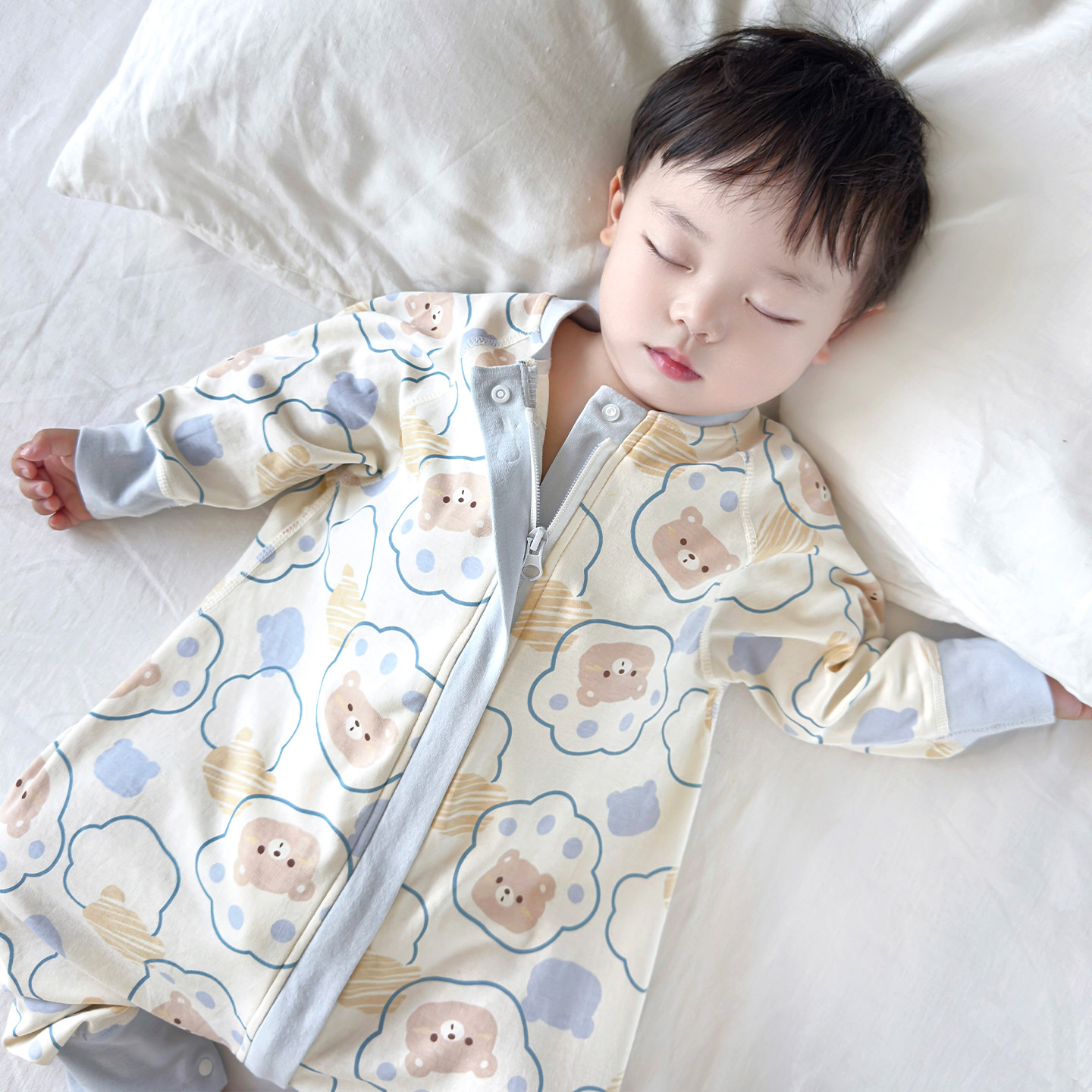 睡袋婴儿四季通用款纯棉薄款春夏季宝宝连体睡衣儿童3到6岁春秋款