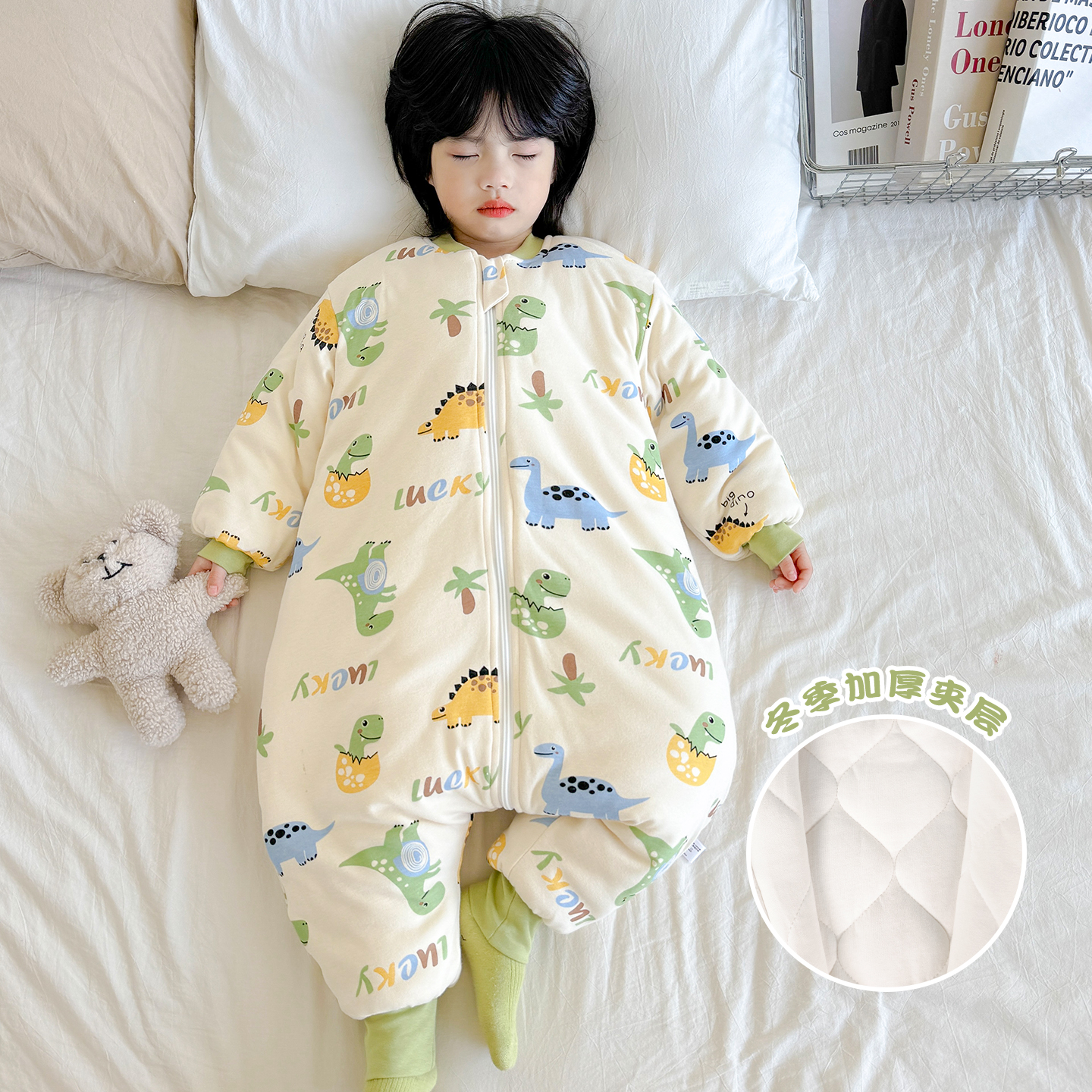 儿童连体睡衣冬加厚纯棉男童冬季