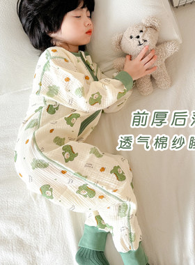 儿童连体睡衣男童恐龙纯棉纱布
