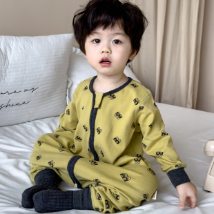 宝宝睡袋秋冬纯棉婴儿连体睡衣加厚磨毛四季 儿童春秋男宝 通用秋季