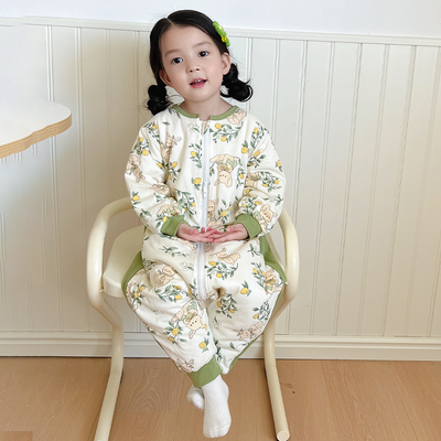 2025新款加厚女童连体睡衣秋冬款