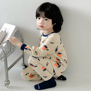 儿童睡衣套装春秋款纯棉男童宝宝家居服2026年新款空调服男宝夏季
