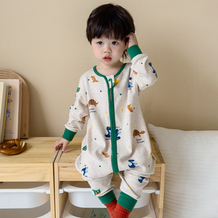 宝宝连体睡衣恐龙春秋款纯棉男童睡袋婴儿夏季防踢被儿童1一3岁两