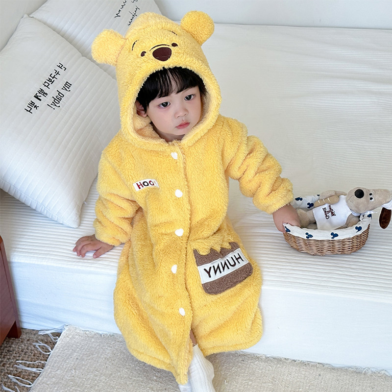 儿童睡袍男童冬季睡衣2024新款秋冬宝宝浴袍冬天加绒中大童珊瑚绒
