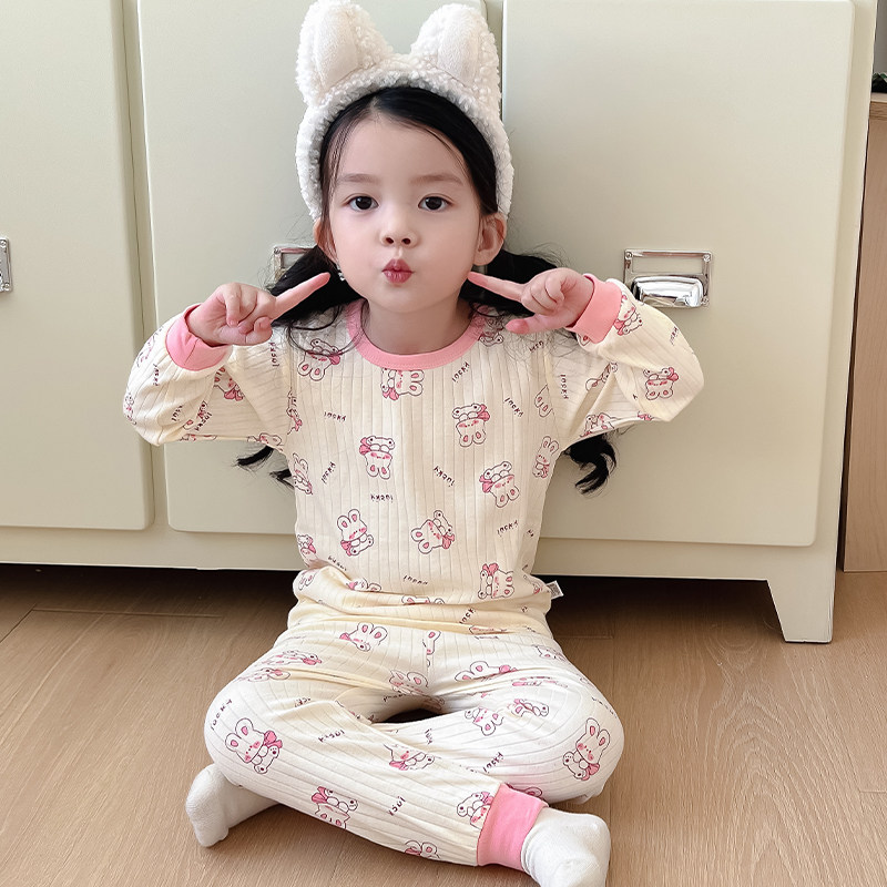 儿童睡衣春秋女童2026新款纯棉家居服套装宝宝秋衣秋裤小孩秋冬款