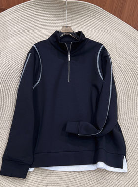 必魅-2025秋冬韩系拼接设计感拉链长袖卫衣显瘦百搭时尚上衣59112