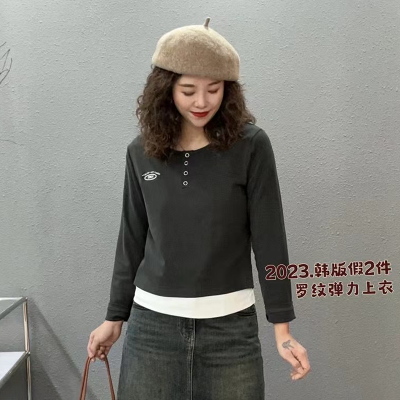 长袖通勤常规假两件女生