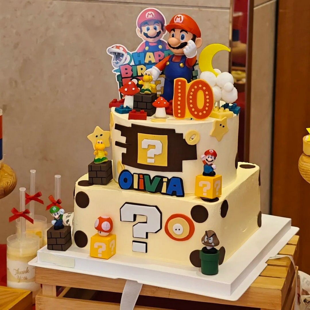 超级玛丽蛋糕摆件儿童生日插件