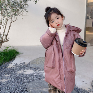 韩版女童休闲中长款羽绒服宝宝2023年洋气白鸭绒保暖外套时尚儿童