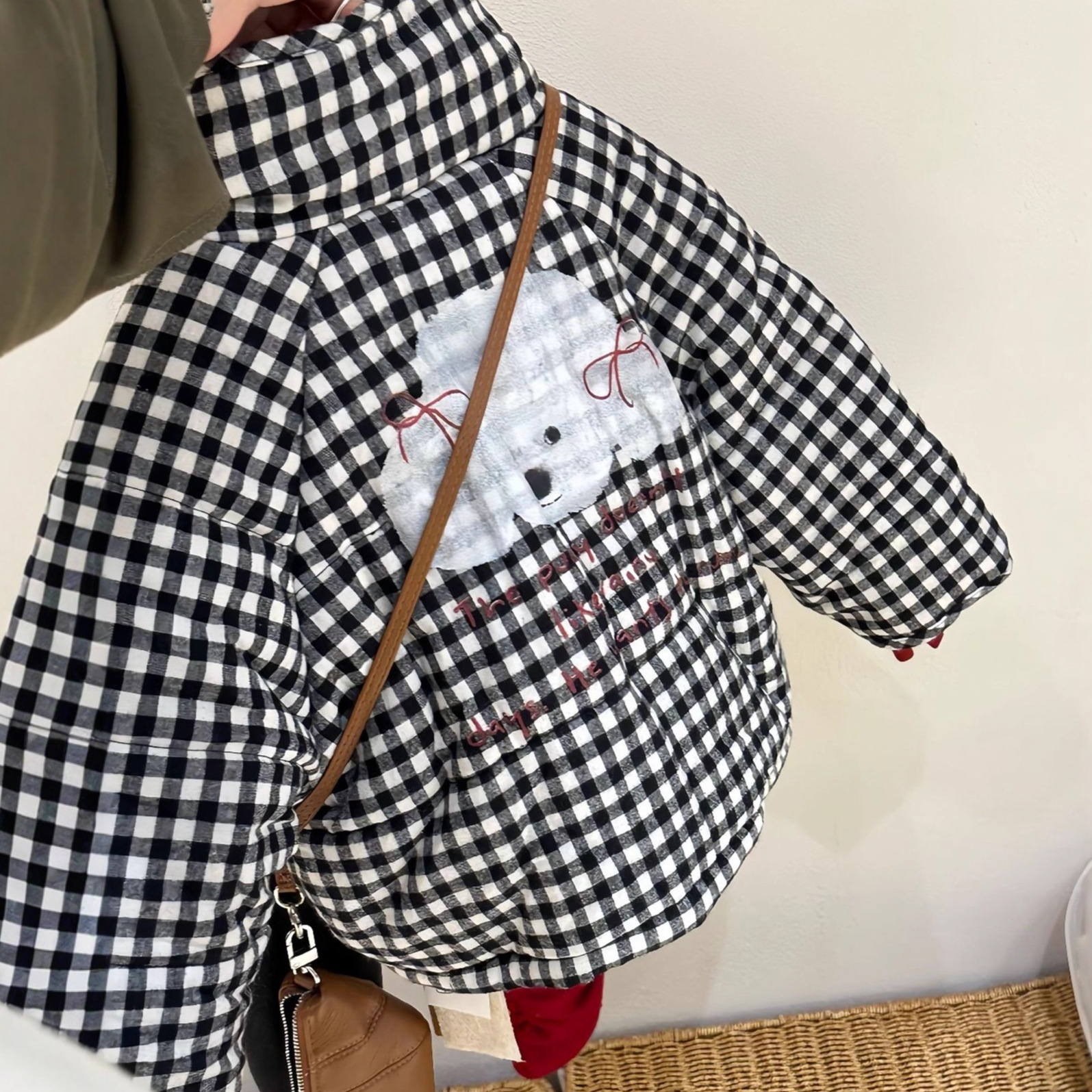 韩版儿童格子加厚棉衣2025冬装女童洋气休闲宽松外套冬季卡通棉袄