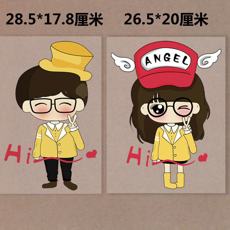 热转印烫画服装模范情侣卡通小希阿树柯式胶印PET布贴A级冷撕品质