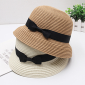春夏帽子遮阳帽时尚 草帽女小檐防晒日系百搭盆帽韩版 英伦潮小礼帽