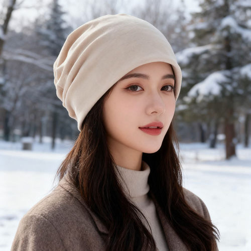 女士日常防风薄款纯色堆堆帽休闲百搭户外春秋季时尚帽子