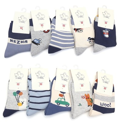 六指鼠儿童袜子男童宝宝保暖时尚精梳男孩中大童纯
