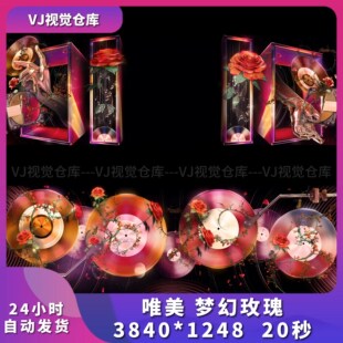 唯美 梦幻玫瑰 婚礼年会直播间舞台背景VJ说唱live house视频素材