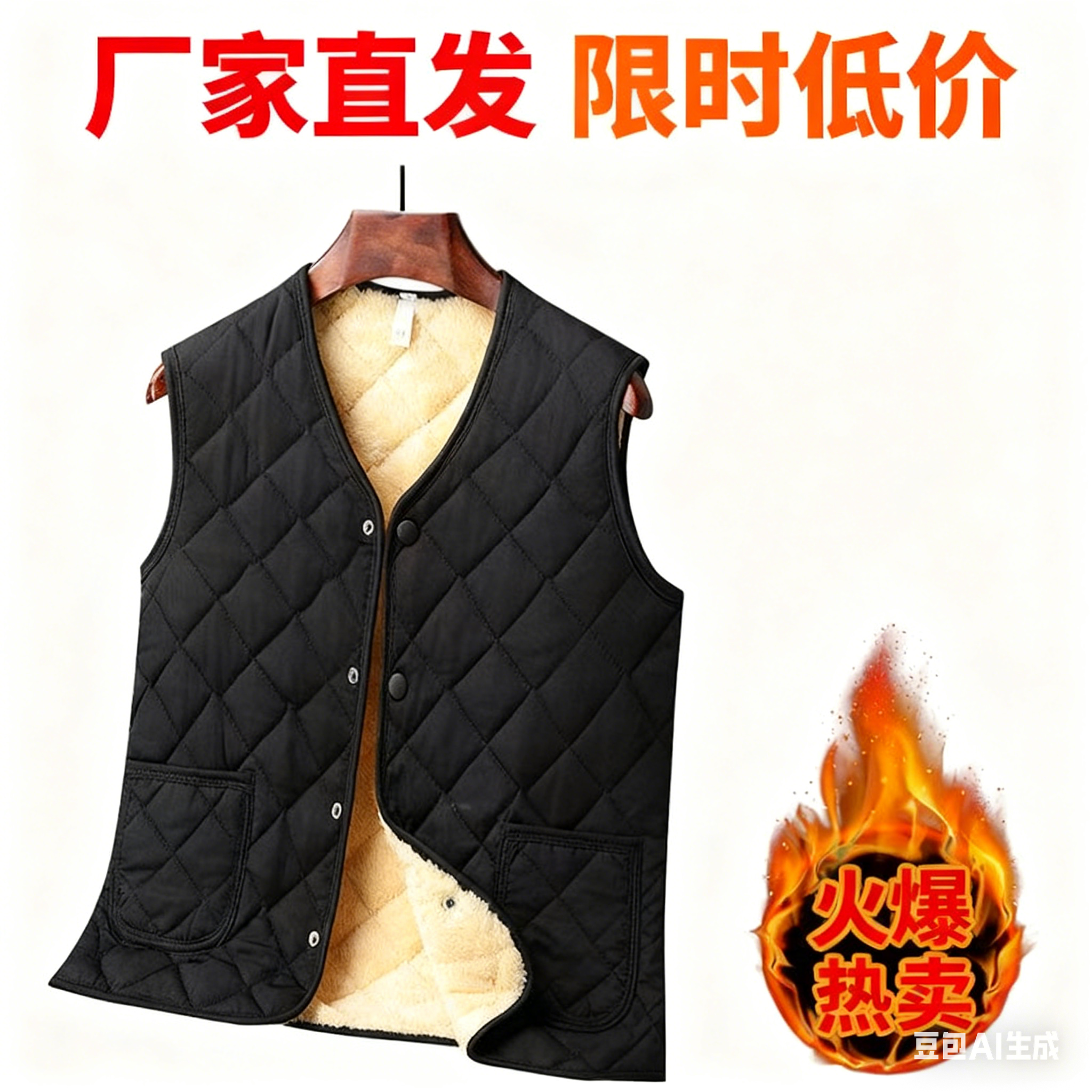 中老年男士冬季加绒保暖马甲