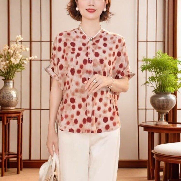拓典女装妈妈夏装2025新款上衣服短袖套装中老年女装40岁T恤小衫