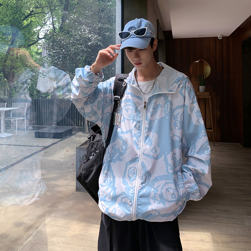 潮流新款青春休闲男女防晒衣港风运动宽松上衣XZ201-2F3051P55，男装大码男装，星座201-2