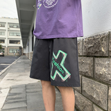 运动短裤夏ins潮bf风学生中裤跑步宽松五分裤ＸＺ201-2 K28P25，男装休闲裤，星座201-2