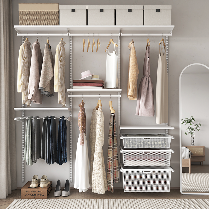 三个房间金属衣柜框架组装实木