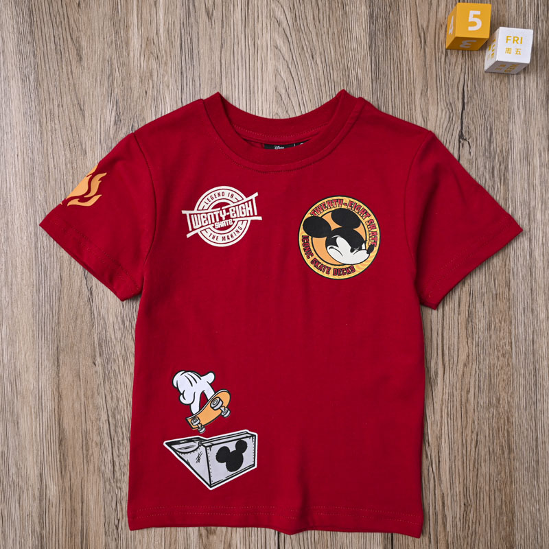 外贸欧美 夏季男童纯棉短袖T恤男宝夏款休闲卡通圆领上衣套头衫