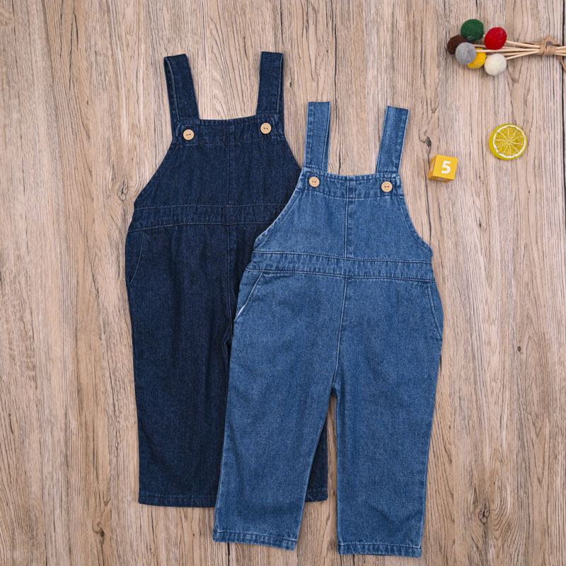 外贸日单童装 女宝春秋牛仔背带裤 小童休闲连体裤可爱连身裤子