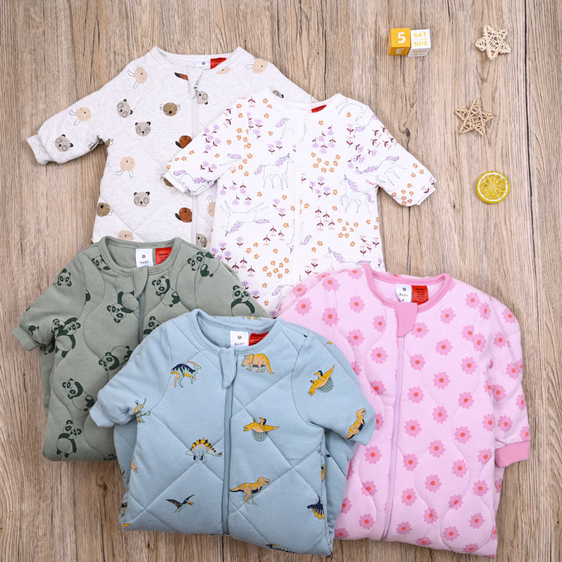 外贸欧美 婴儿睡袋宝宝春秋冬款纯棉拉链长袖夹棉连体抱被子2.5T