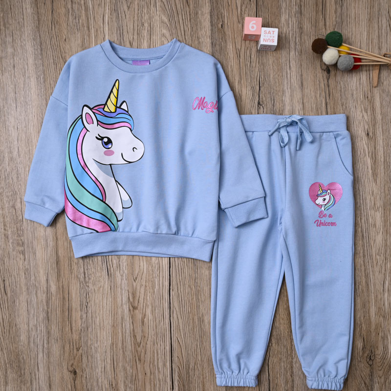 外贸欧美 女宝春秋毛线圈长袖套头卫衣休闲裤子可爱运动两件套装