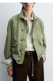 柜799！ZA25秋季新品男装科技面料宽松翻领夹克外套 1437324 502