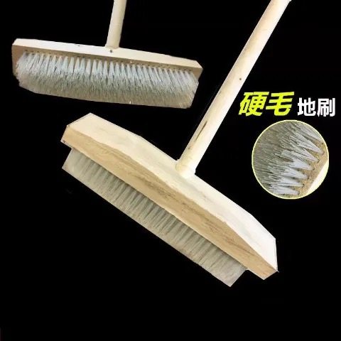 硬毛地刷木头把神器地板刷厨房浴室刷卫生间瓷砖长柄青苔木杆洗地