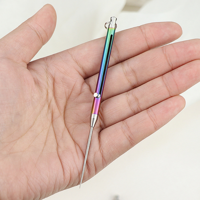 弹簧伸缩推拉式钛合金牙签便携式水果剔牙针挂件纯钛彩色小柄