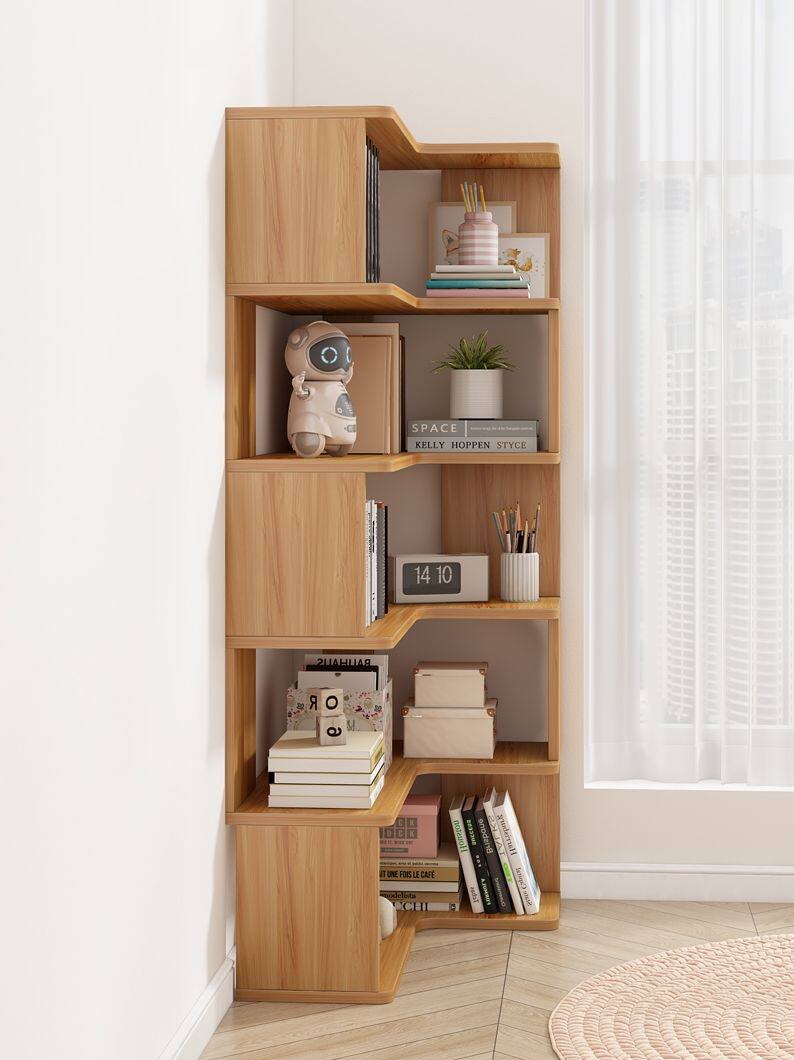 实木书架新款学生书橱置物架转角落地柜多层收纳层架子经济简易书
