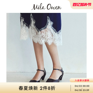 Mila Owen26春夏新品时尚优雅方头小猫跟高跟鞋09WGS261527