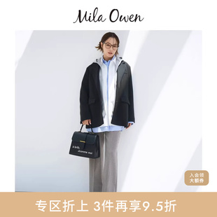 Mila 09WFP245903 Owen秋冬百搭通勤松紧高腰直筒休闲西裤
