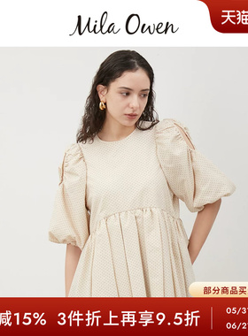 Mila Owen春夏日系甜美露背露肩泡泡袖衬衫上衣09WFT242133