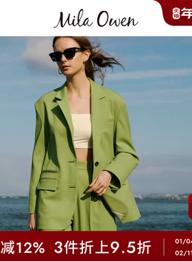 Mila Owen春夏简约通勤翻领两粒扣休闲西装外套09WFJ252101