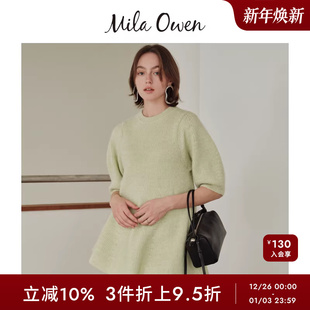 针织衫 褶边七分袖 09WNT244012 Owen秋冬日系气质泡泡袖 Mila