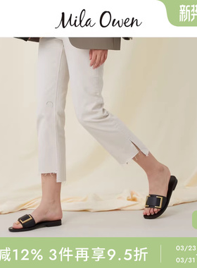 Mila Owen春夏休闲时尚金属搭扣低跟凉鞋拖鞋09WGS242525