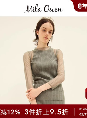 Mila Owen春夏休闲时尚薄纱长袖T恤背心两件套09WNT242320