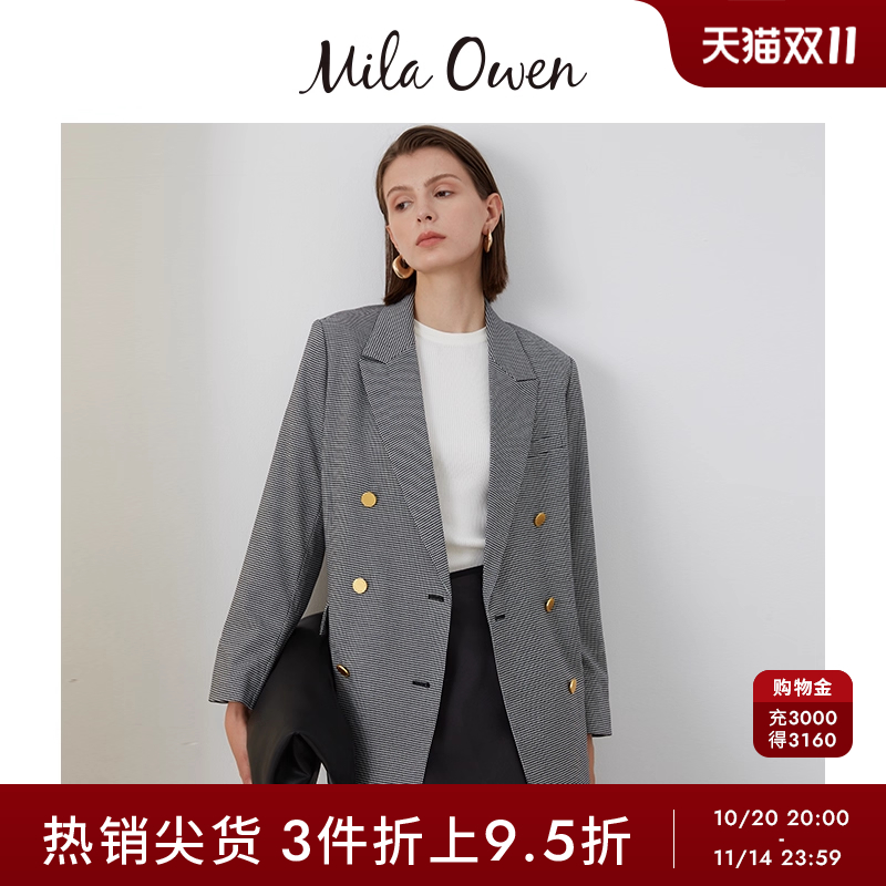 Mila Owen春夏休闲简约通勤日系双排扣翻领西装外套09WFJ241068