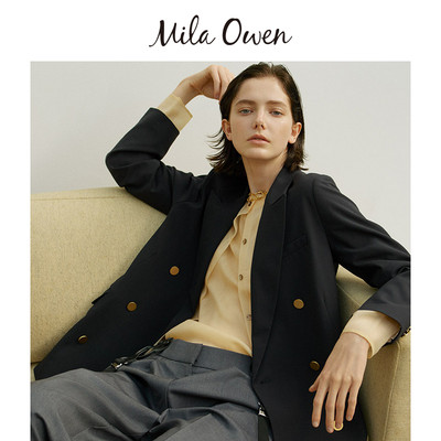 Mila Owen24春夏新品通勤简约金属双排扣西装外套09WFJ241065