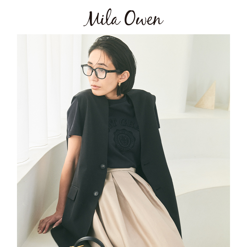 Mila Owen24春夏新品休闲简约字母徽章印花短袖T恤09WCT241112 女装/女士精品 T恤 原图主图